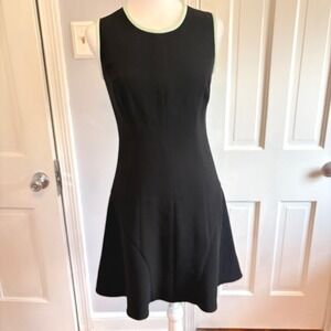 Shoshanna Womens Size 2 Fit & Flare Dress Black Mint Green Trim Sleeveless Mini